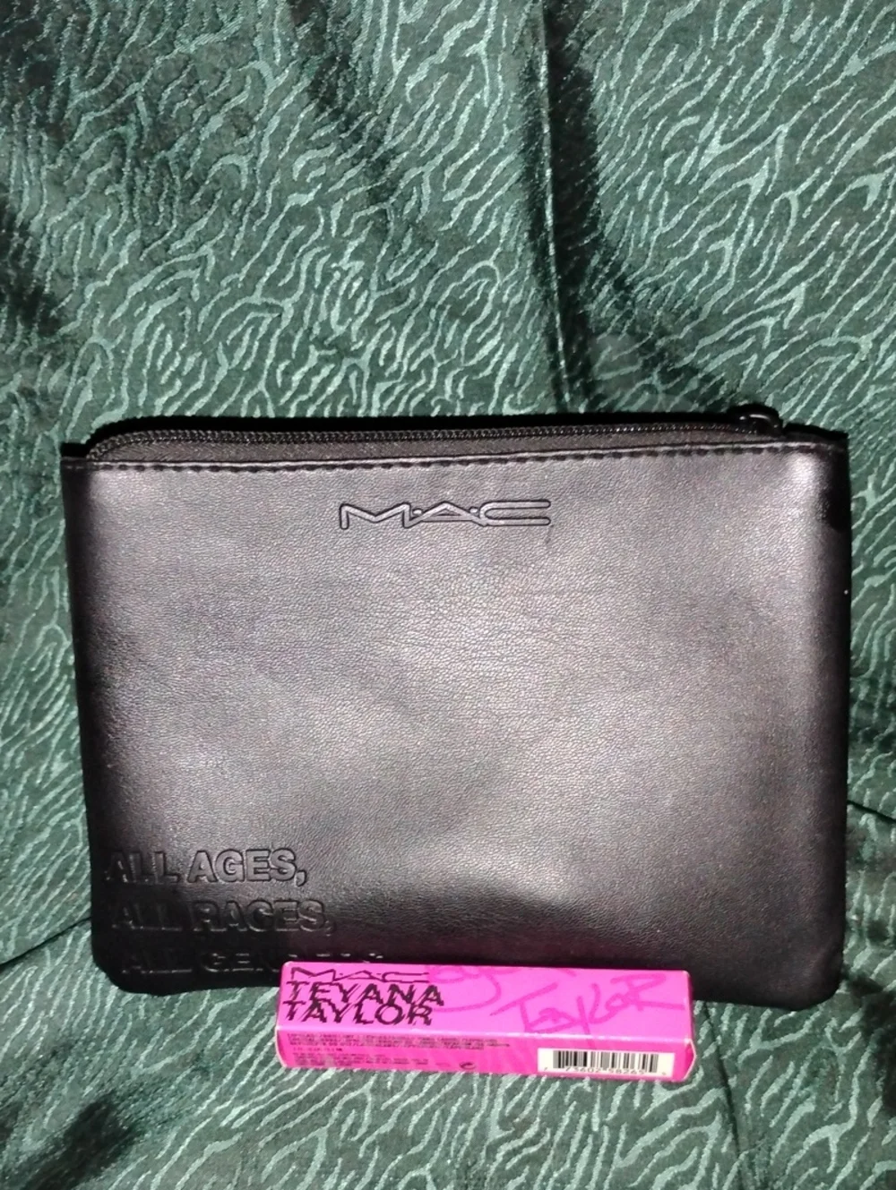 MAC Black Cosmetic Pouch With Mac Teyana Taylor Lipgloss New